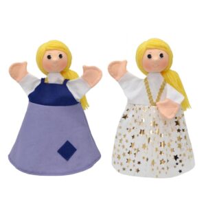 Assepoester blauw- Handpop 30cm 2-in-1